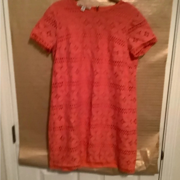 MAGGY LONDON~ CORAL LACE~ OVERLAY DRESS~ SIZE 10 - Picture 1 of 4